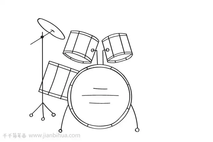 幼儿学画架子鼓简笔画步骤图_乐器简笔画