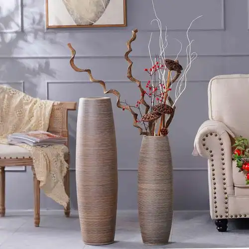 景德镇陶瓷器落地大花瓶摆件客厅插花简约现代复古花瓶