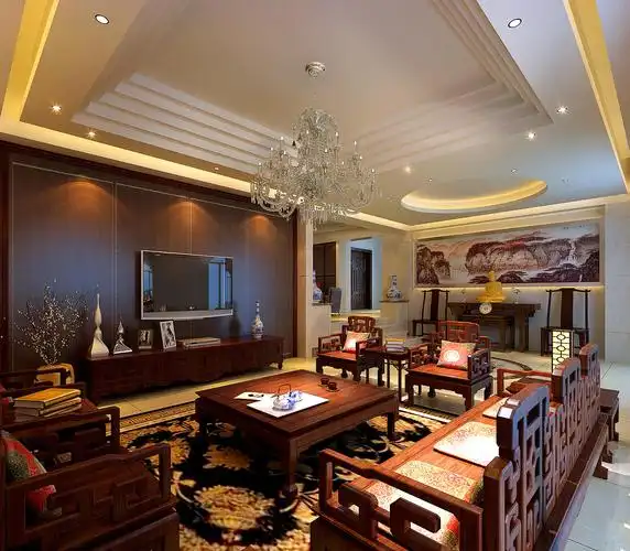 中式别墅装修客厅布局图