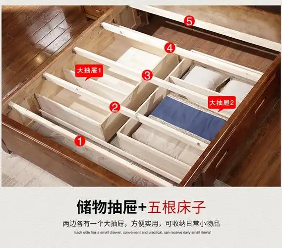 千禧盛世简约现代中式实木床主卧双人18米高箱储物床15米m卧室婚床