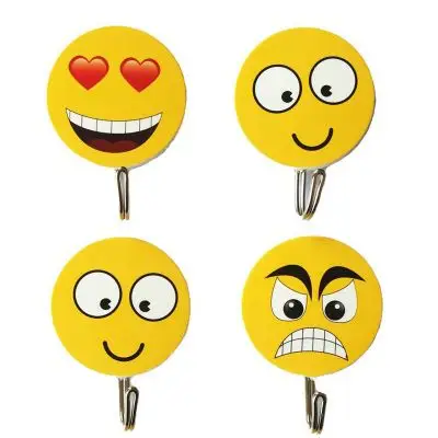粘钩强力粘胶挂钩粘贴钩子可爱微笑表情家用勾墙壁宿舍承重免钉