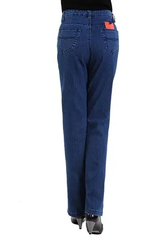 中老年牛仔裤高腰直筒弹力女裤中年女裤妈妈加肥加大牛仔裤