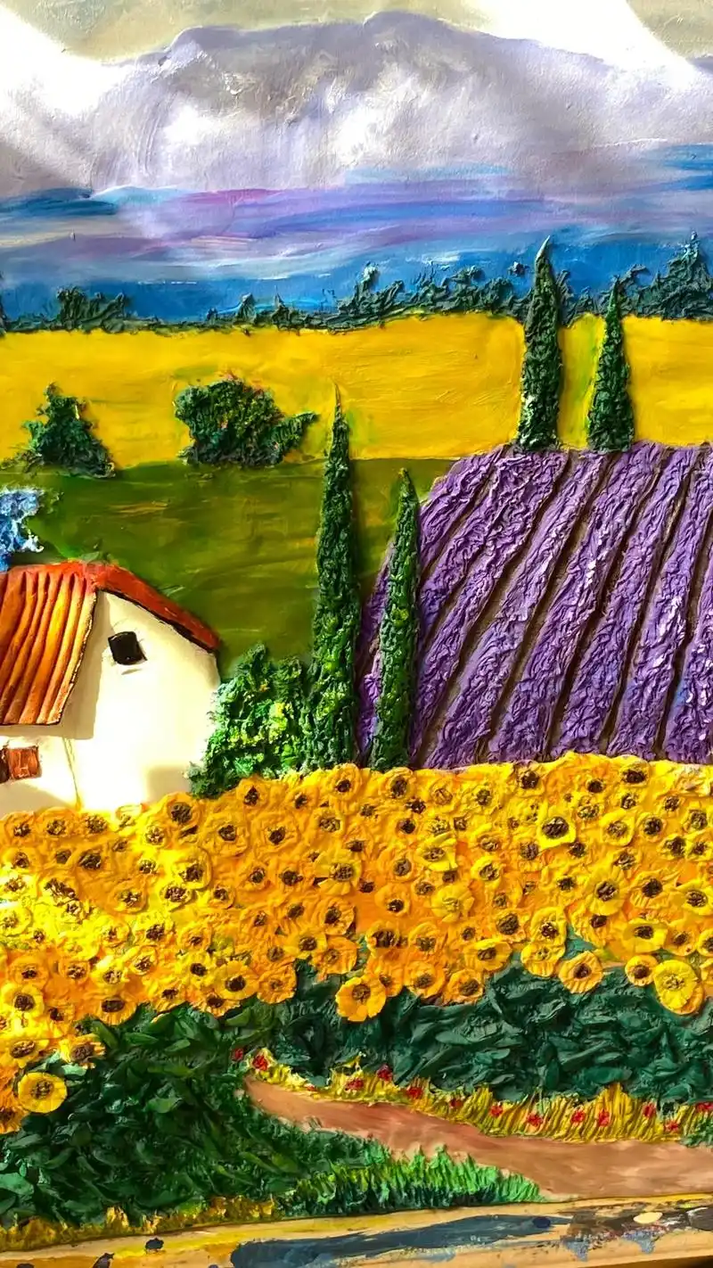 田园风景.粘土浮雕风景画,喜欢的的一起做起来,#创意美术 # - 抖音