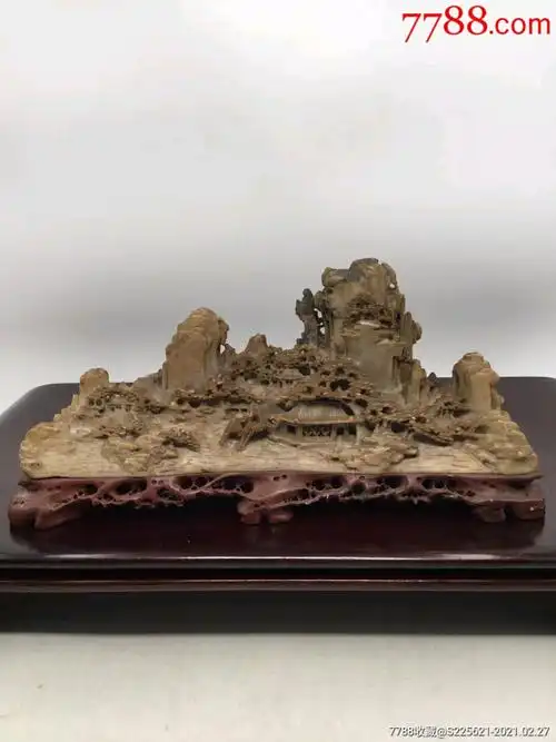 创汇时期青田石雕刻山水风光摆件-价格:2450元-se78592359-青田石