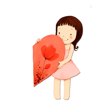 女孩拿着半颗心