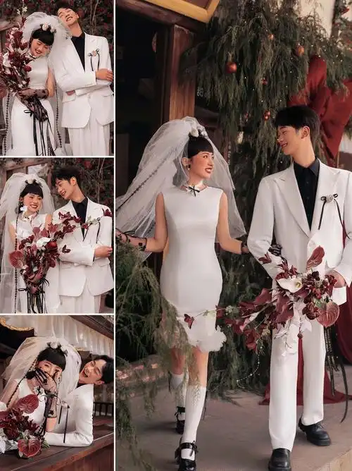 个性创意的年轻少女风婚纱照,氛围感十足