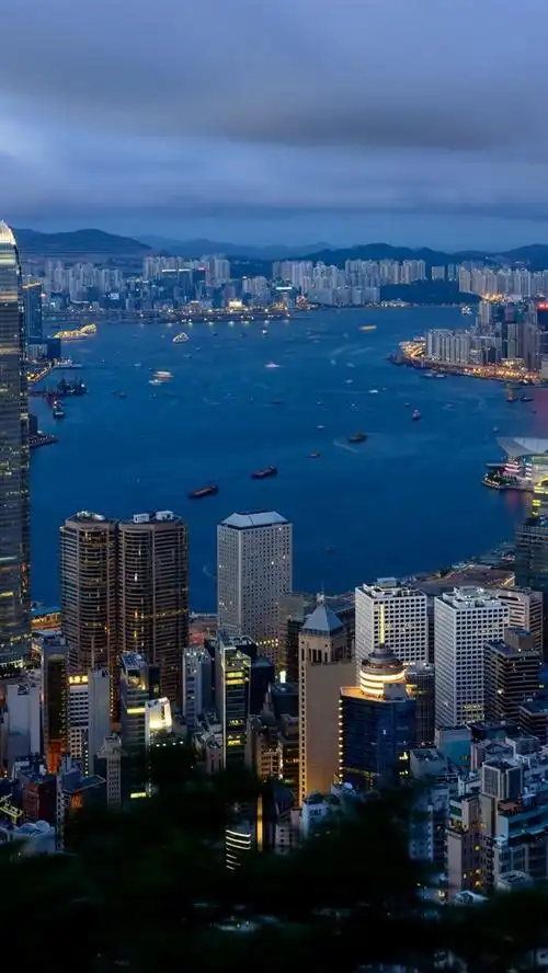 香港风景,城市建筑物,多云的清晨 iphone 壁纸