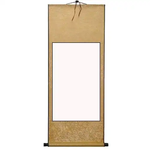 四尺空白卷轴书法绘画挂轴纯手工全绫装裱空心宣纸卷轴定制加工