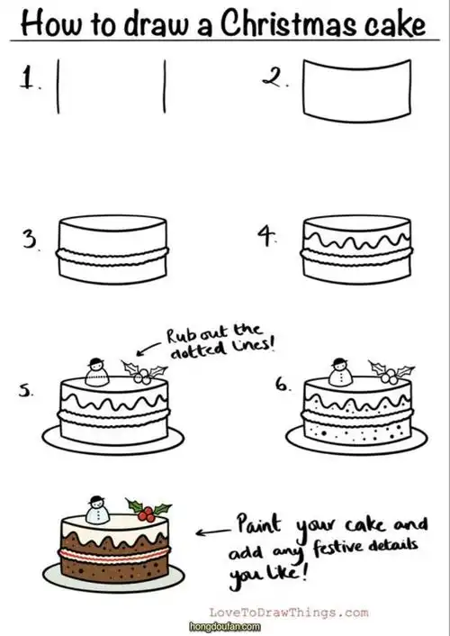 六步画一个圣诞节的大蛋糕大蛋糕简笔画大全