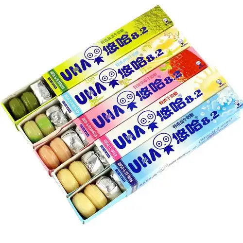 包邮uha悠哈味觉糖8.2特浓牛奶糖40g*10条/盒 6种口味 条糖