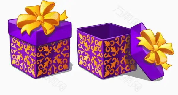 卡通紫色礼物盒