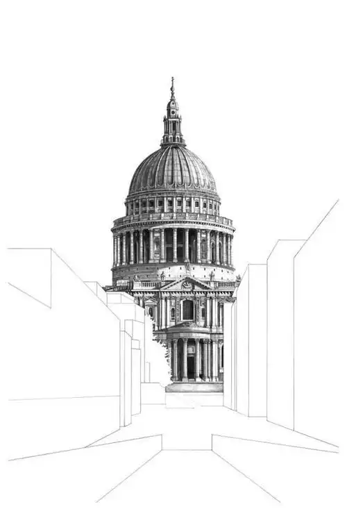 手绘不同角度圣保罗大教堂图片