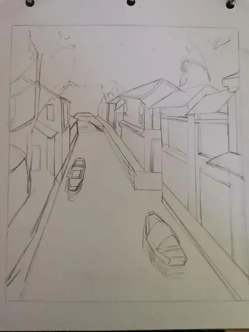 《画家乡的风景》这节课,里面涉及到了风景画的透视关系这一内容