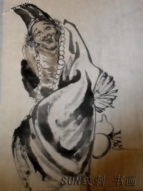 手持蒲扇救世救难的活佛济公纹身手稿