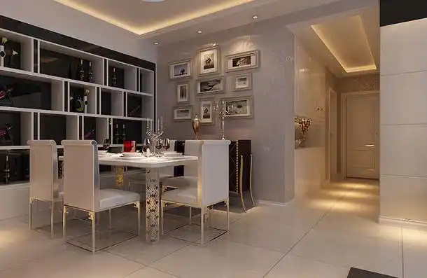 现代简约风格餐厅背景墙装修效果图-现代简约风格餐椅图片