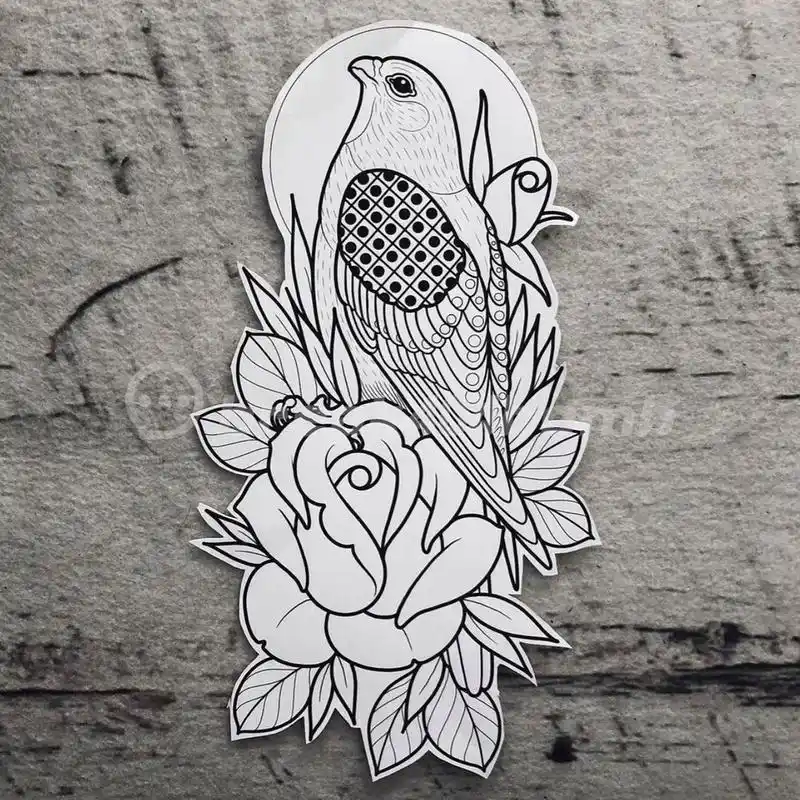 96欧美传统纹身线条手稿,拼接纹身适合素材 很多人会觉得欧美传统