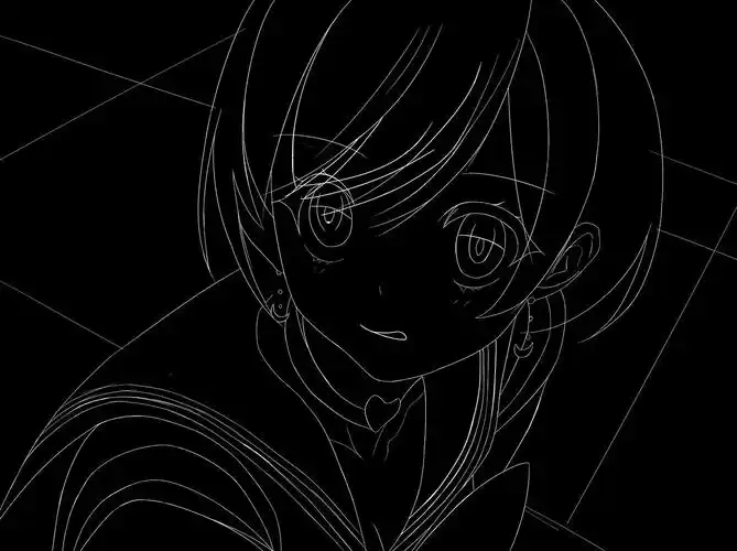 黑白线稿美少女战士蕾姆