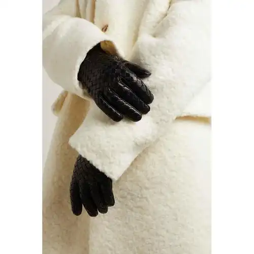 宝缇嘉bvbottegaveneta手套女士奢侈品intrecciato皮革手套黑色7