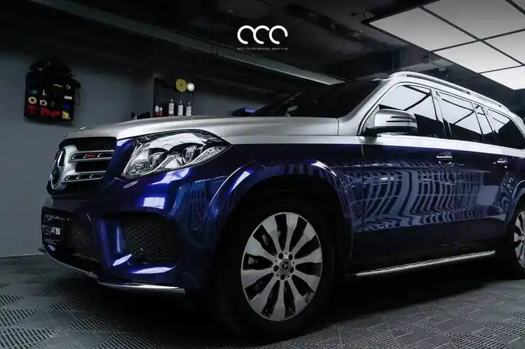 奔驰gls漫彩改色膜丹泉石蓝迈巴赫香槟金双拼