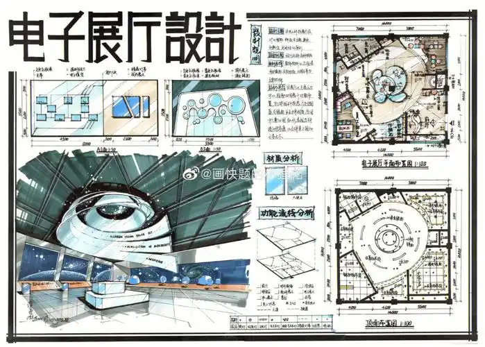 室内快题龙卷风02电子展厅