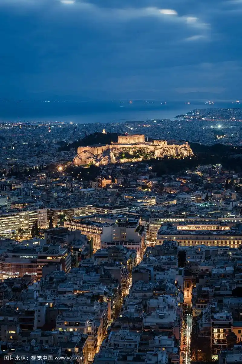 希腊雅典卫城夜景