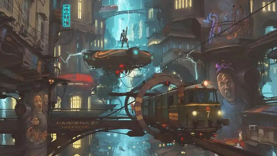 蒸汽朋克风格复古精致手绘插画