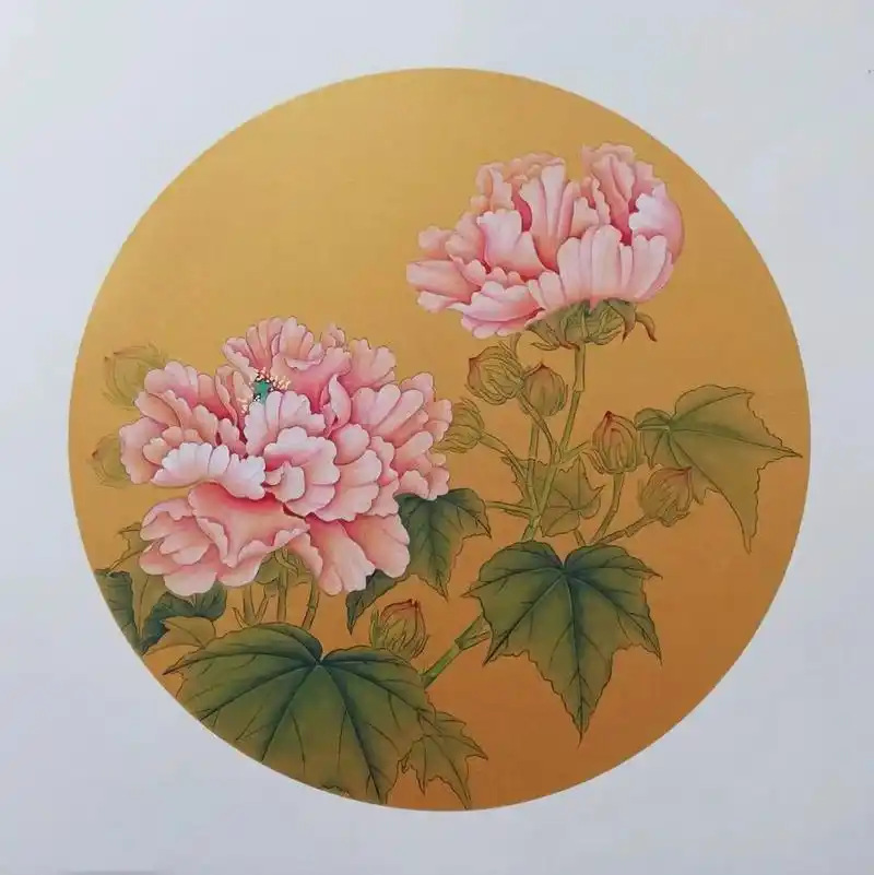 50*50圆形卡纸,国画工笔花鸟 工笔花鸟,小品