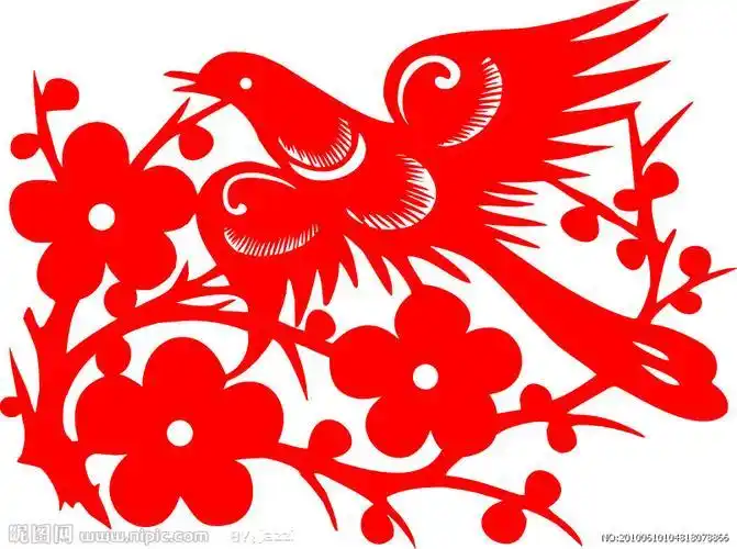 一只鸟停在花上的剪纸写一段话