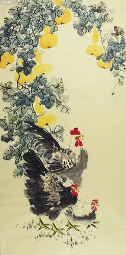 黄老师7四尺鸡_写意鸡_鸡_动物_国画_装饰作品_园圆堂
