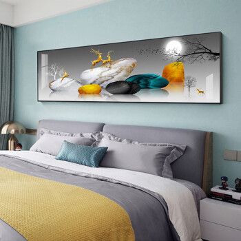 画中画卧室床头装饰画现代简约大气主卧房间壁画轻奢民宿酒店背景墙挂