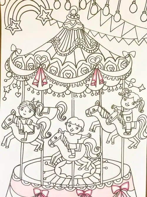 游乐园的旋转木马～_旋转木马_游乐园_兴趣爱好_绘画