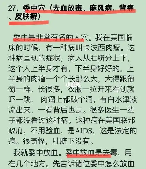 倪海厦血毒麻风病背痛皮肤癣治委中