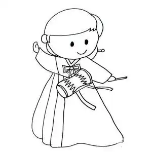 朝鲜族小女孩简笔画