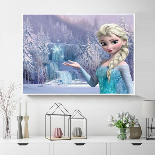 钻石画2023新款卡通动漫冰雪奇缘2点贴钻十字绣卧室满钻艾莎公主