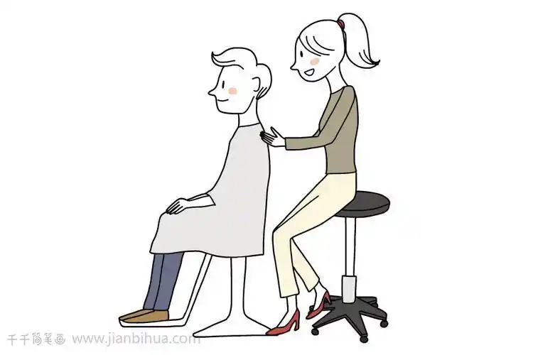 简笔画梳剪发头的人的简笔画怎么画二月二龙抬头理发简笔画理发师师简
