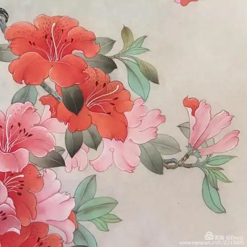 工笔花鸟画 杜鹃花
