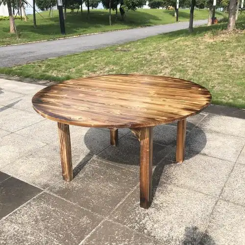 火烧松木火锅组合碳化木圆桌饭店农家乐做旧桌椅餐桌