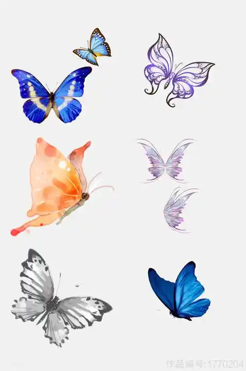 彩色好看蝴蝶免抠素材元素