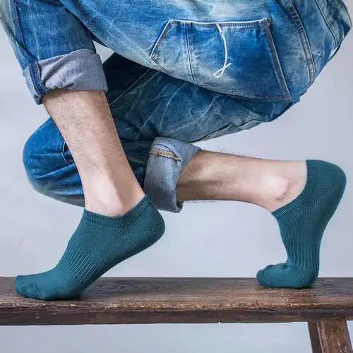 足下工作室无骨缝头男士船袜纯棉薄款简约低帮短袜运动浅口袜子