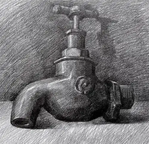 来自美院的一组水龙头静物素描画图片