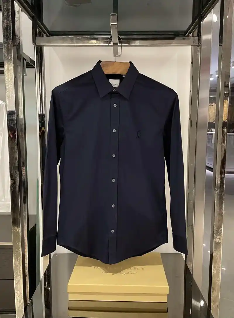 bur巴宝莉男士新品修身剪裁专属标识图案弹力棉府绸衬衫
