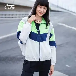 李宁夹克女2021新款时尚开衫长袖立领宽松官网休闲女装薄款运动服
