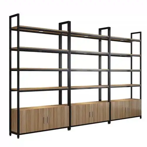 钢木书架铁艺货架落地多层微波炉架收纳架子展示架组合储物置物架