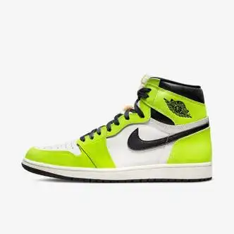 耐克(nike)air jordan 1 aj1高帮荧光绿 男女款复古休闲篮球鞋 555088