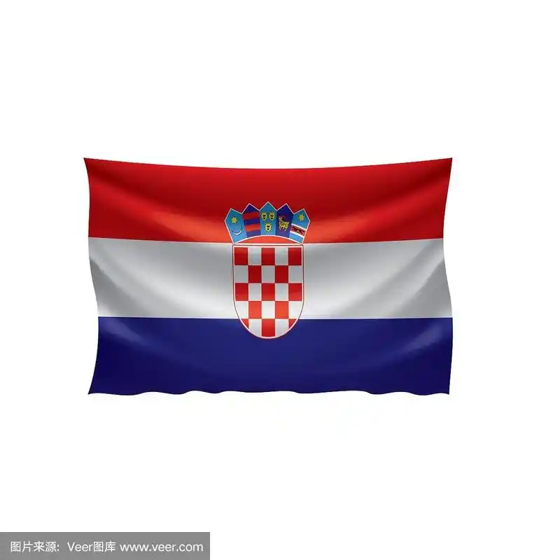 克罗地亚国旗,白色背景上的矢量插图