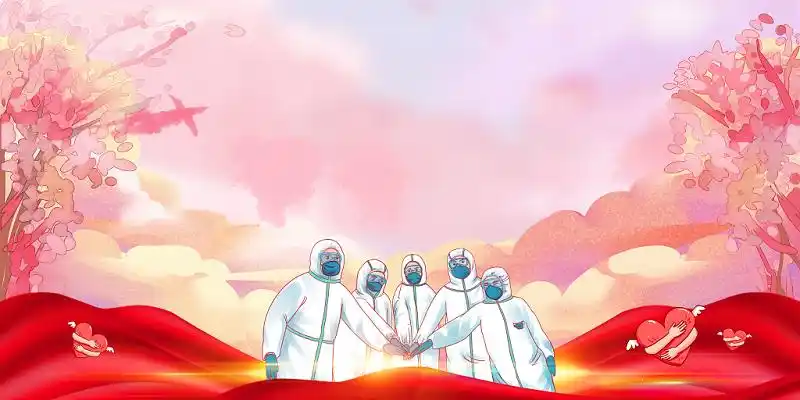 红色卡通中国医师节医生医护人员海报背景