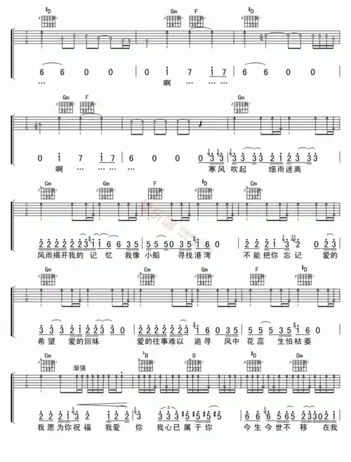 伍佰伍佰爱你一万年高清版吉他谱