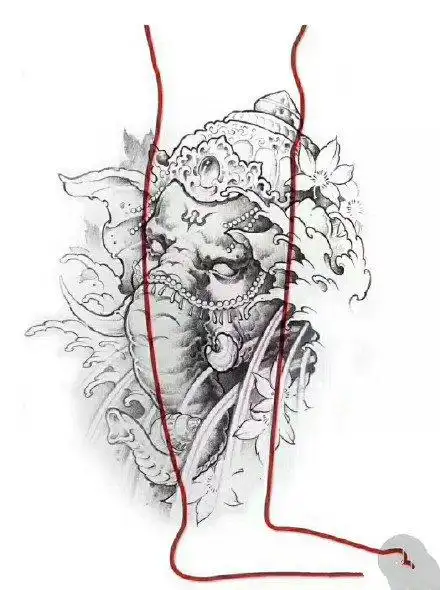 包小腿的一组传统纹身效果图欣赏