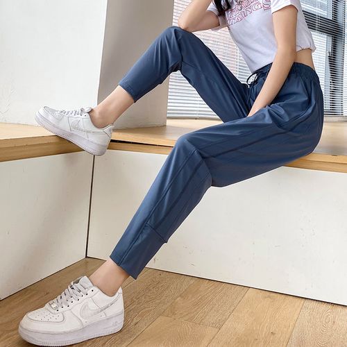 冰丝速干运动裤女宽松收口束脚裤夏季薄款休闲裤小个子跑步健身裤