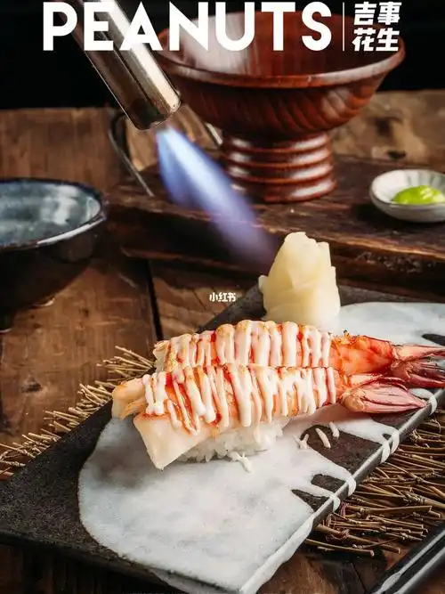 野生花草美食篇炙烤大虾寿司线稿